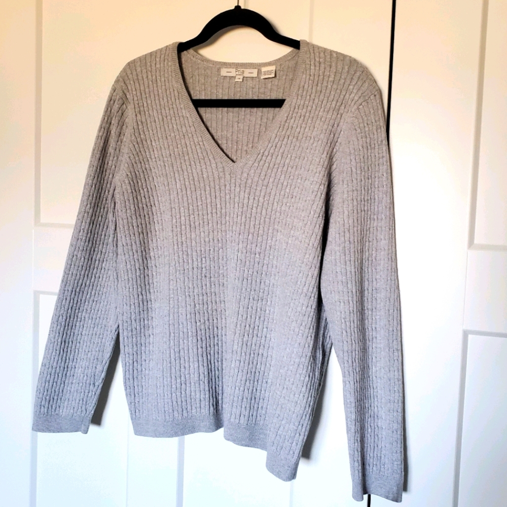 PRIA 1X Grey Cable Knit Sweater